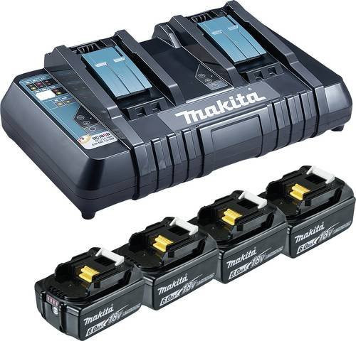 Makita Power Source Kit 18V: 4x 6Ah Li-Ion Akkus und Doppelladegerät in Schwarz - Bild 1