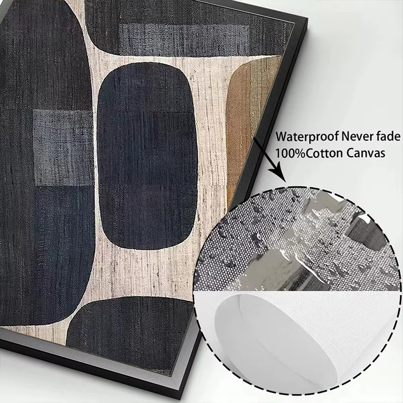 Potdemiel Retro Abstrakte Geometrie Leinwand Wandkunst Schwarz Weiß - Bild 3
