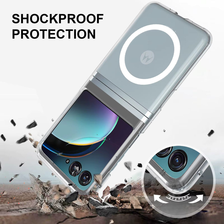 Transparente Magnetische Acryl-Hardcover Hülle für Motorola Razr 70 Ultra, 60, 50 und Razr 2026 mit MagSafe und stoßfestem Airbag-Schutz - Bild 4