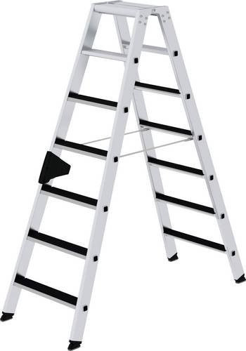 MUNK Günzburger Steigtechnik Clip-Step Aluminium Stehleiter beidseitig begehbar, Farbe: Silber, 7 Stufen, maximale Arbeitshöhe: 3,25 m - Bild 1