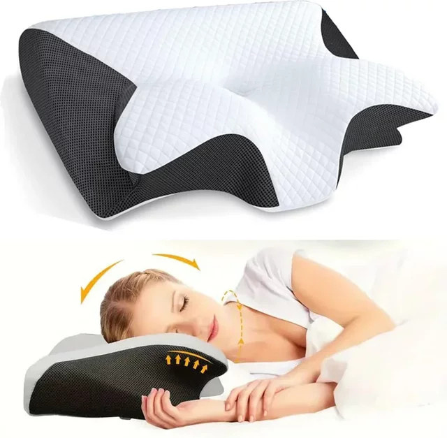 Butterfly Sleep Orthopädisches Nackenkissen aus Memory-Schaum in Grau - Bild 1
