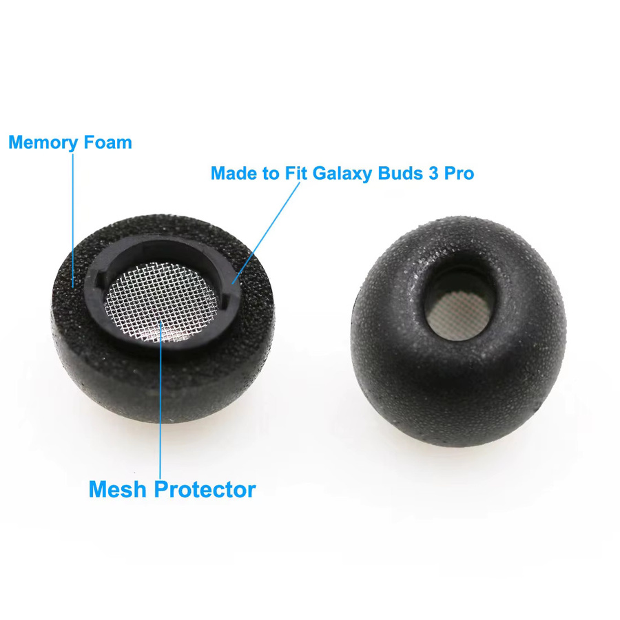 Memory-Schaum-Ohrstöpsel für Samsung Galaxy Buds 3 Pro und Buds 4 Pro in Schwarz, In-Ear Ersatzaufsätze in den Größen S, M, L und XL - Bild 2