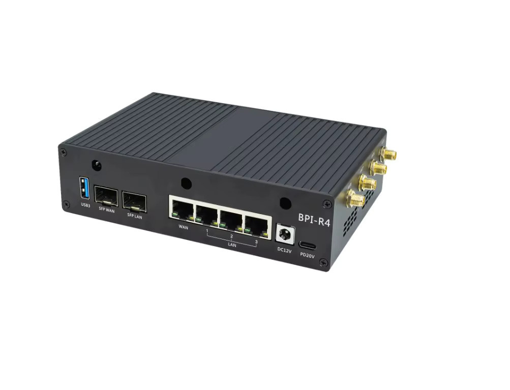 Banana Pi BPI-R4 Router Board mit MediaTek MT7988A Quad-Core Arm Cortex-A73, 4 GB DDR4, 8 GB eMMC und 2 SFPs in Blau - Bild 3