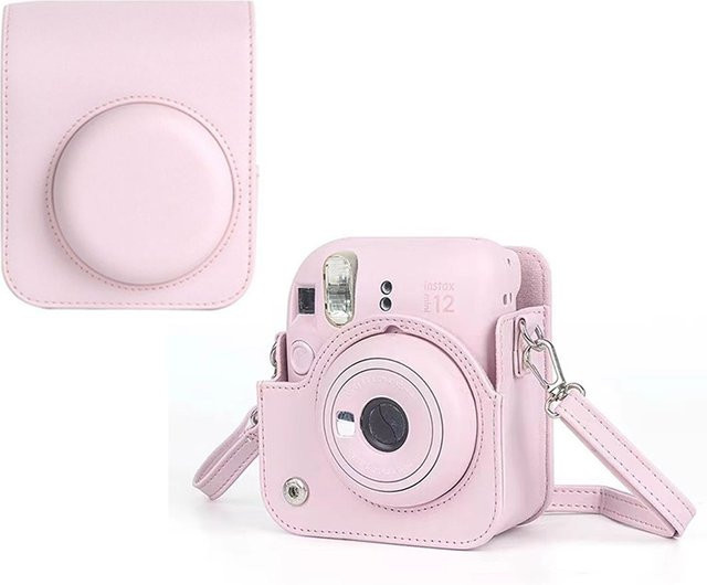 Fujifilm Instax Mini 12 Schutzhülle aus PU-Leder in Pink mit Schultergurt - Bild 1