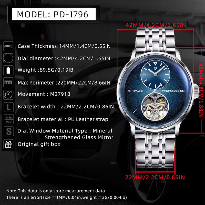 PAGANI DESIGN Armbanduhr Tourbillon, Automatik, Edelstahl, 42 mm, Herren - Bild 6