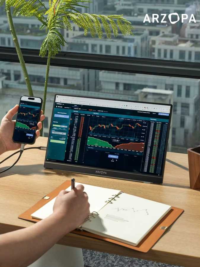 ARZOPA Tragbarer Monitor Z1C, 16,1 Zoll IPS-Bildschirm, Full HD 1080P, 100% sRGB, Schwarz - Bild 5
