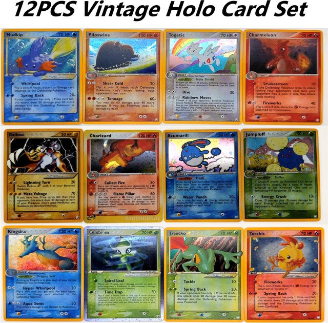 Bandai Pokemon Proxy-Karten Vintage Holo, 12-teiliges Set, bunt - Bild 1