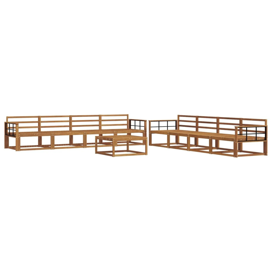 vidaXL Outdoor-Sofagarnitur 9-teilig aus Massivholz Akazie in Braun, L-Form mit Tisch und Armlehnen - Bild 2