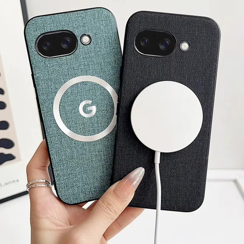 Offizielle Stoff-Leder-Magnethülle für Google Pixel 10 Pro XL 9 8 7 6 10 A in Schwarz mit MagSafe für kabelloses Laden - Bild 2
