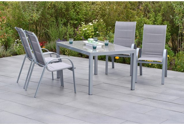 Merxx Amalfi di Lusso Gartenmöbel Set 5-teilig mit Tisch und 4 Stapelsesseln in Diamantbraun, Tisch B: 150 cm, T: 90 cm - Bild 1