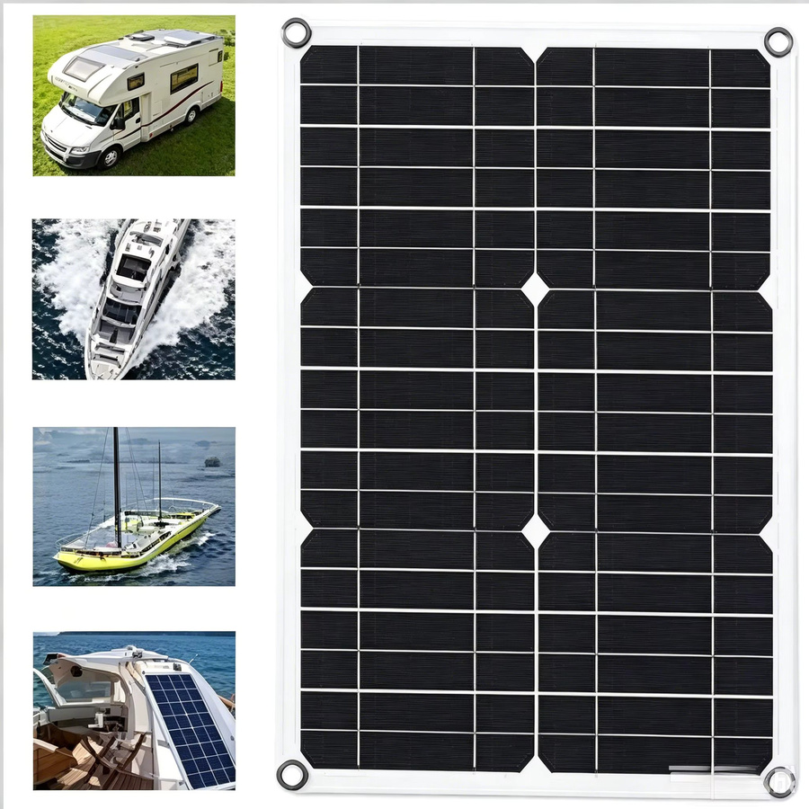 Tragbares 100A 12/24V Solarpanel-Set mit Laderegler in Schwarz für Auto, Wohnmobil, Boot und Heimgebrauch - Bild 4