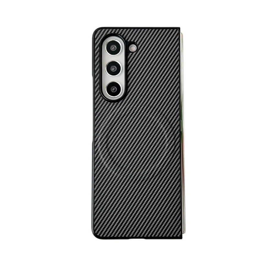 Luxuriöse Leder-Handyhülle mit Kohlefaser für Samsung Galaxy Z Fold 7, 6, 5, 4, 3 inklusive MagSafe und magnetischem kabellosem Laden in Schwarz - Bild 4