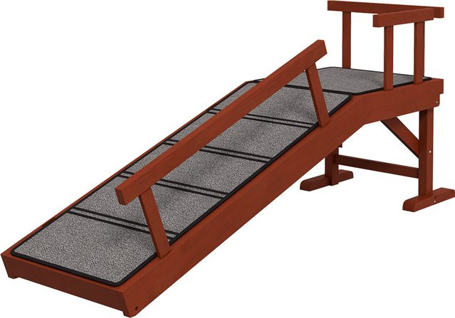 PawHut Hunderampe als rutschfeste Einstiegshilfe für Haustiere bis 30 kg mit abnehmbaren Geländern, Grau, B/T/H: 125 x 40 x 56 cm - Bild 1