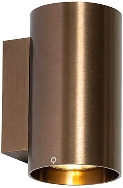 QAZQA Moderne Wandleuchte Rund aus Aluminium in Bronze, dimmbar, GU10 - Bild 1