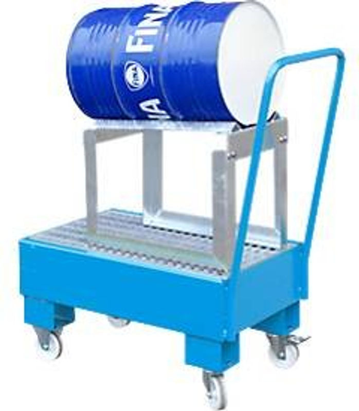 Fahrbare Auffangwanne Typ AW60-1 SRF aus Stahl in Blau RAL5012, B/T/H: 52,0 x 50,0 x 49,0 cm - Bild 2