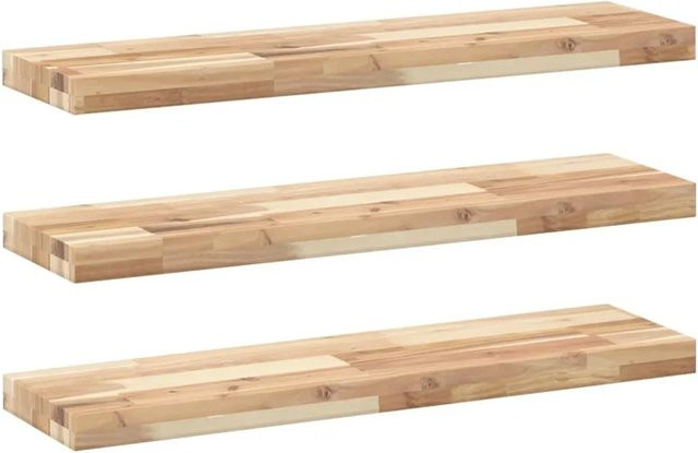vidaXL Schweberegale Set aus 3 Stück aus Akazienholz Unbehandelt Braun B/T/H: 80 x 20 x 4 cm - Bild 1