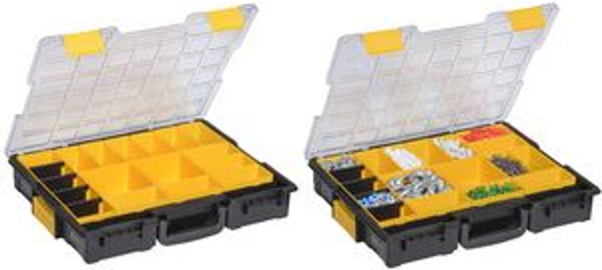 Allit EuroPlus ProK44/19 Sortimentskasten mit 19 Fächern, transparent/schwarz/gelb, B/T/H: 44 x 35,5 x 7,6 cm - Bild 2