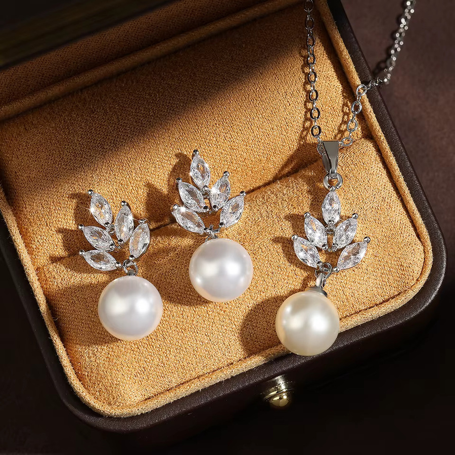 ZAKOL Schmuck-Set, Perle, Zirkonia, Silber, Unisex - Bild 2