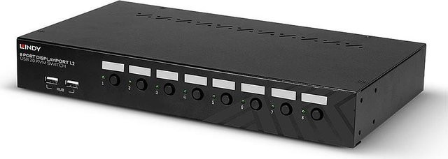 Lindy 8 Port DisplayPort 1.2 und USB 2.0 KVM Switch für 4K UHD in Schwarz - Bild 1