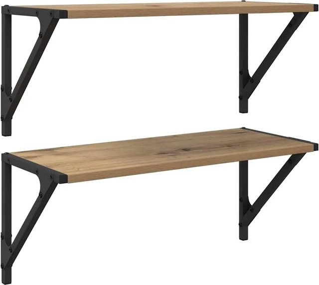 vidaXL Wandregale 2er Set Artisan-Eiche, Farbe Braun, B/T/H: 60 x 25 x 25,5 cm - Bild 1