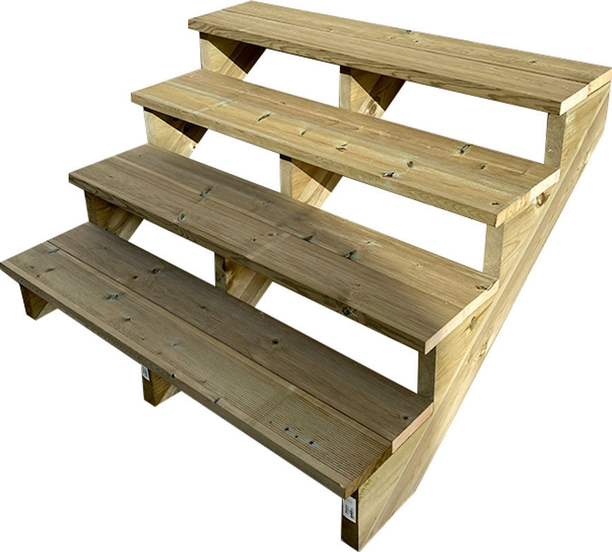 Vinuovo Gartentreppe aus Holz mit 4 Stufen, Breite: 120 cm, Höhe: 71 cm, ohne Setzstufen - Bild 1