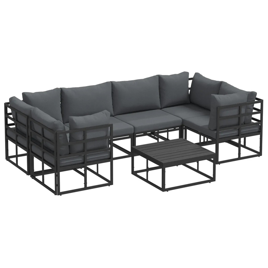 7-teiliges vidaXL Garten-Sofa-Set aus Aluminium in Schwarz Matt für Garten und Terrasse - Bild 2