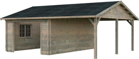 Palmako Garage Roger aus Fichtenholz mit Satteldach, Grau, B/T/H: 653 x 550 x 190 cm - Bild 2