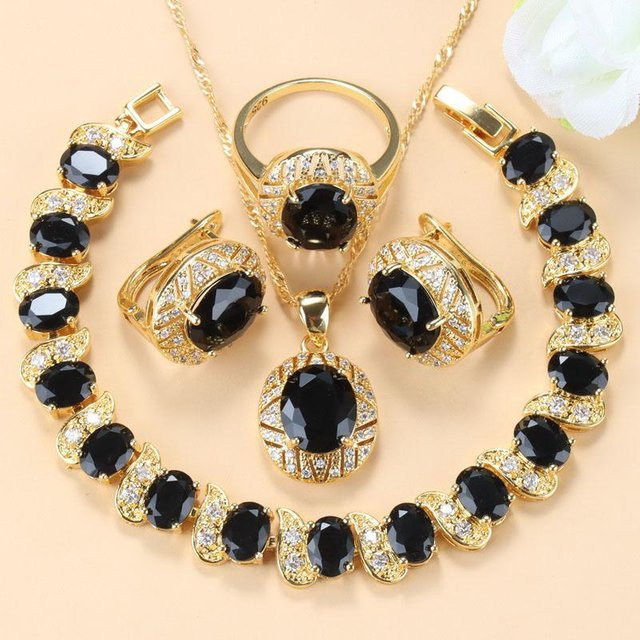 Schmuckset Halskette und Clip-Ohrringe, Zirkon, vergoldet, Damen - Bild 1