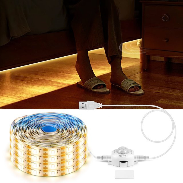 MALITAI USB LED Streifen mit PIR Bewegungssensor, Wasserdichtes Nachtlicht in Weiß für Schrank, Küche und Unterbett-Hintergrundbeleuchtung - Bild 1