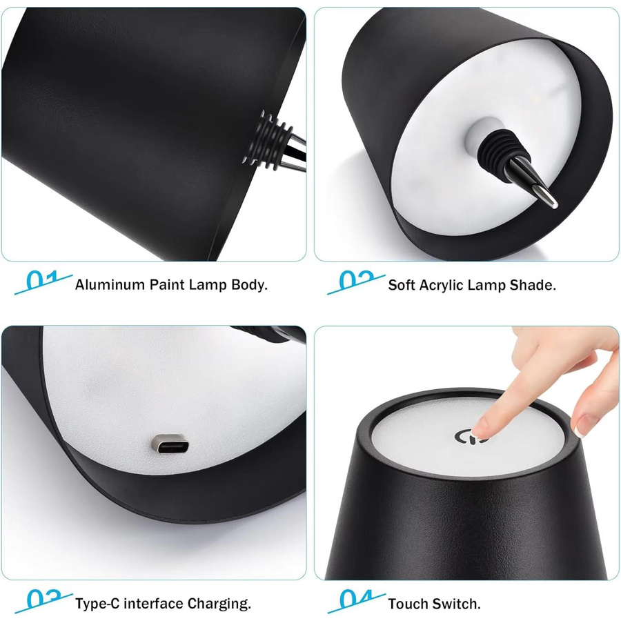 YJMP Super Lighting Kabellose LED-Weinflaschenlampe in Weiß mit Touch-Steuerung, stufenlosem Dimmen und 3 Farbmodi als tragbare Tischlampe für Bar und Party-Dekor - Bild 1