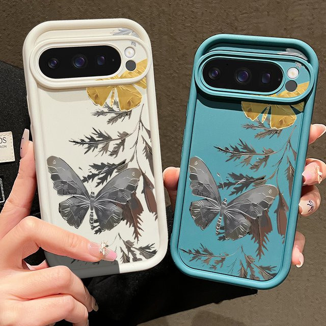 Schmetterlings Design Handyhülle aus Bambus und TPU für Google Pixel 8 Pro, 9 Pro XL, 8A, 7, 7 Pro in Multicolor - Bild 1