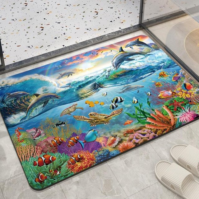 Saugfähige Badezimmer-Bodenmatte von Yiran Furniture in Marineblau, rutschfest und schnelltrocknend, B/B: 40 x 60 cm - Bild 1