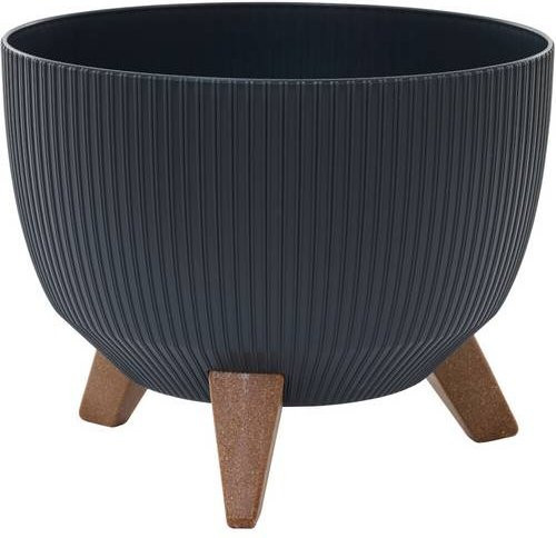 Siena Garden OSLO STRIPE LA957-8 Pflanzgefäß aus Polypropylen in Anthrazit und Schwarz - Bild 1