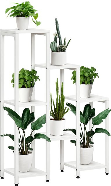Outsunny Pflanzenständer mit 7 Ablagen aus Stahl und MDF in Weiß, B/T/H: 65 x 23 x 94,5 cm - Bild 1