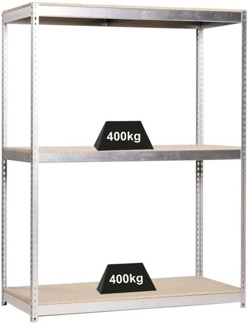 PROREGAL Schwerlastregal Big Wood Yeti Three aus Stahl und Spanplatte, Farbe Grau, H x B x T: 200 x 120 x 45 cm - Bild 1