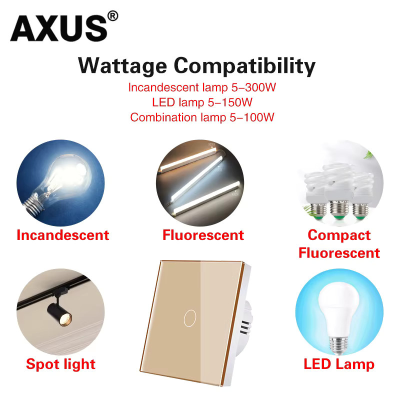 AXUS LED Touch Wandlichtschalter aus Kristallglas in Schwarz oder Weiß - Bild 2