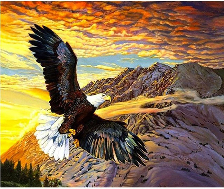 FIYO Diamond Painting 5D DIY Set Fliegender Adler Motiv in Mehrfarbig, B/H: 30 x 20 cm - Bild 1