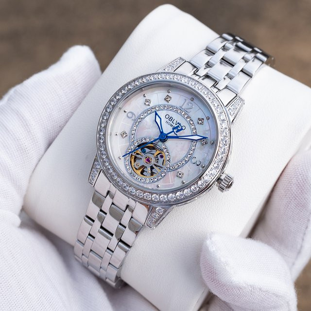 OBLVLO Armbanduhr, Automatik, Edelstahl, Diamant, Damen - Bild 1