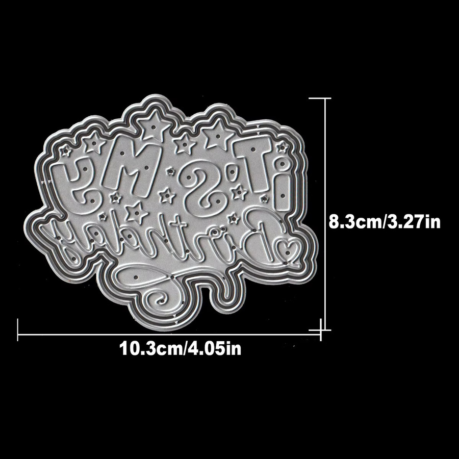 Metall-Stanzform It's My Birthday für Scrapbooking und dekorative Prägung in Silber - Bild 2