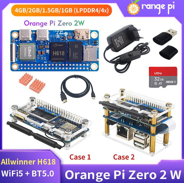 Orange Pi Null 2 W Mini PC mit Allwinner H618 Quad-Core Cortex-A53, Wi-Fi 5 und Bluetooth 5.0, Blau - Bild 1