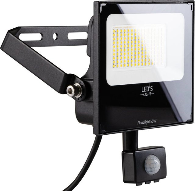 LED's Work LED Flutlichtstrahler mit Bewegungsmelder und Dämmerungssensor, 50 W, 8.000 lm, 4.000 K, IP65, Schwarz - Bild 1