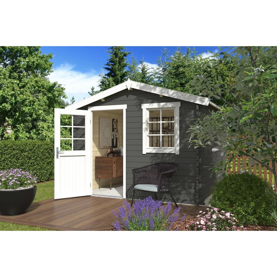 Lasita Gartenhaus Nina mit Satteldach in Grau-Grün lasiert, B/H/T: 307,2 x 233,7 x 250 cm - Bild 2