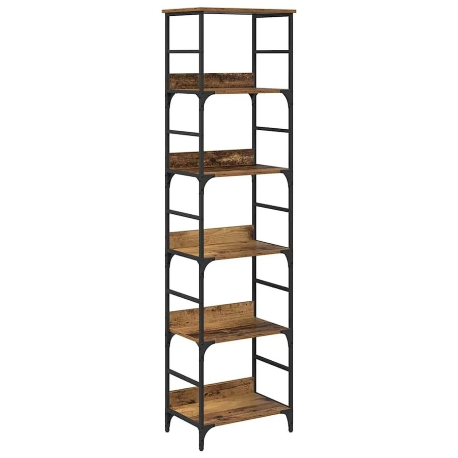 vidaXL Bücherregal Altholz in Braun aus Holzwerkstoff und Stahl, B/T/H: 50 x 33 x 188,5 cm - Bild 2