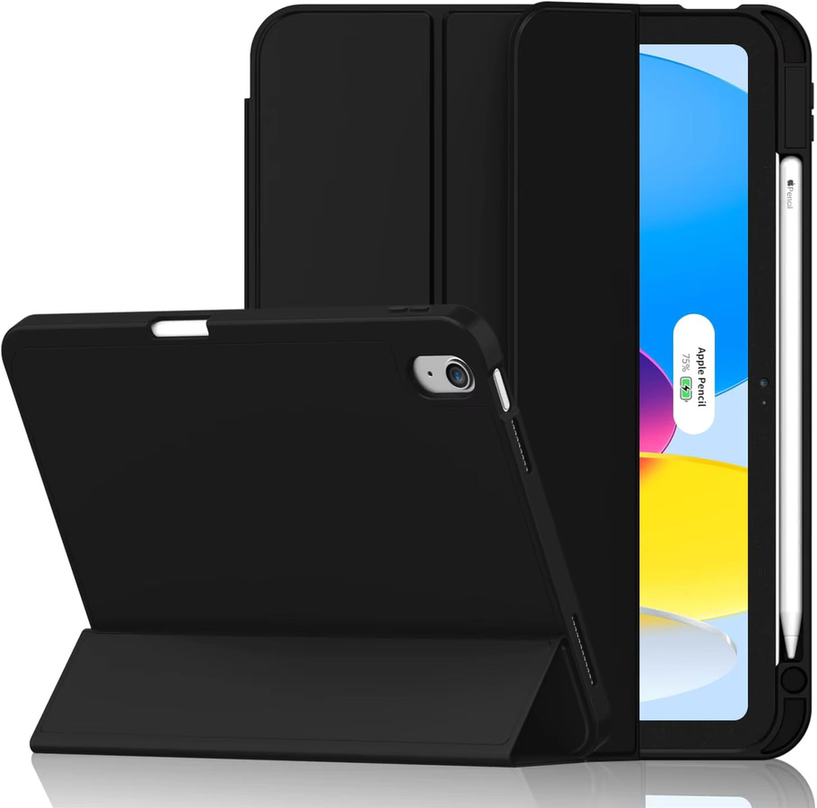 Smart Cover Hülle für iPad 10. Generation (10,9 Zoll 2022) und iPad 11 Zoll 2025 mit Stifthalter und dreifach faltbarem Stand aus weichem TPU in Schwarz und Grün - Bild 2