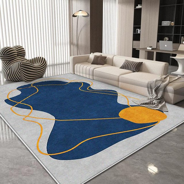 Moderner rutschfester Teppich von JGJG in Blau, weiche Polyester-Matte für Wohnzimmer oder Schlafzimmer, B/T: 60 x 90 cm - Bild 1
