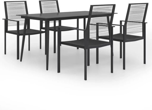 vidaXL 5-tlg Garten-Essgruppe Modell 2 in Schwarz mit Glas und PVC-Hohlrattan - Bild 1