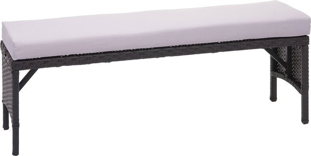 MCW Poly-Rattan Sitzbank G16 Schwarz mit hellgrauen Kissen, Breite: 112 cm - Bild 1