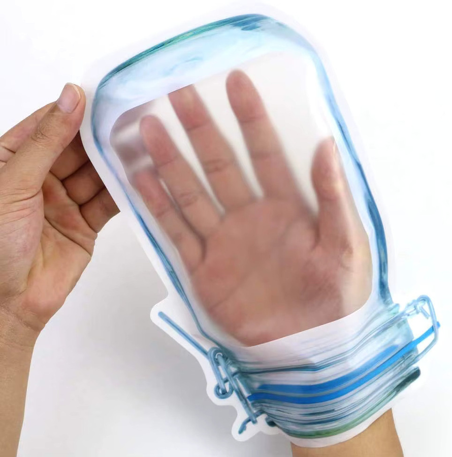 Wiederverwendbare transparente Einmachglasbeutel mit Reißverschluss, auslaufsichere Kunststoff-Aufbewahrungsbeutel für Lebensmittel und Snacks - Bild 3