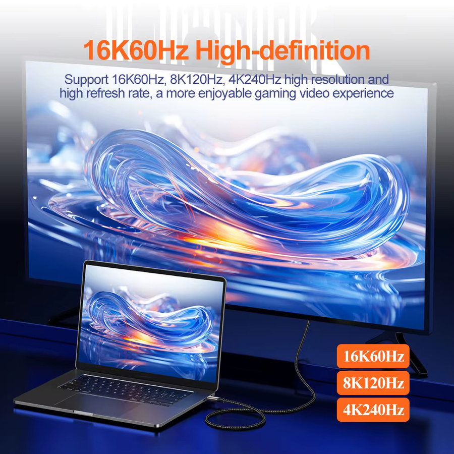 Letusoon USB5 USB C Kabel mit 80 Gbit/s, 240 W Schnellladefunktion und Unterstützung für 16K60Hz sowie 8K120Hz, kompatibel mit Thunderbolt 5, in Schwarz oder Grau - Bild 3
