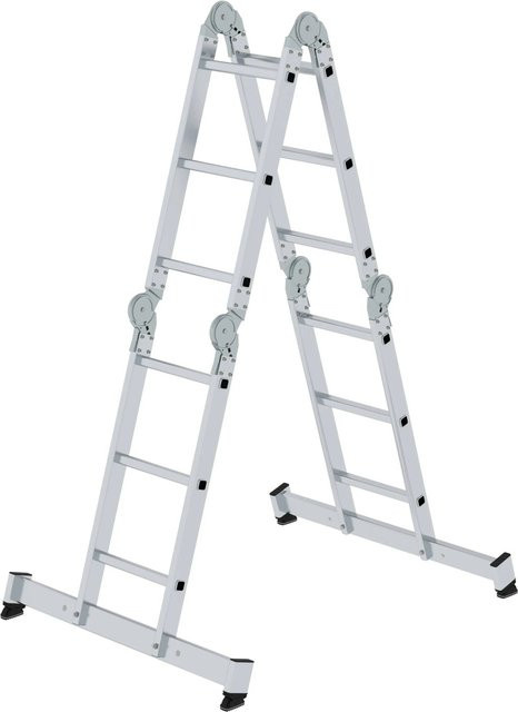 PROREGAL Vielzweckleiter 4-teilig mit Traverse und Holzbelag in Silber, 4 x 3 Sprossen - Bild 1